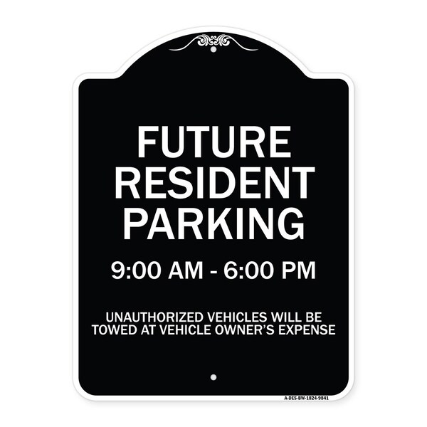 Designer Series-Future Resident Parking 9:00 To 6:00 Black & White, 24" x 18", BW-1824-9841